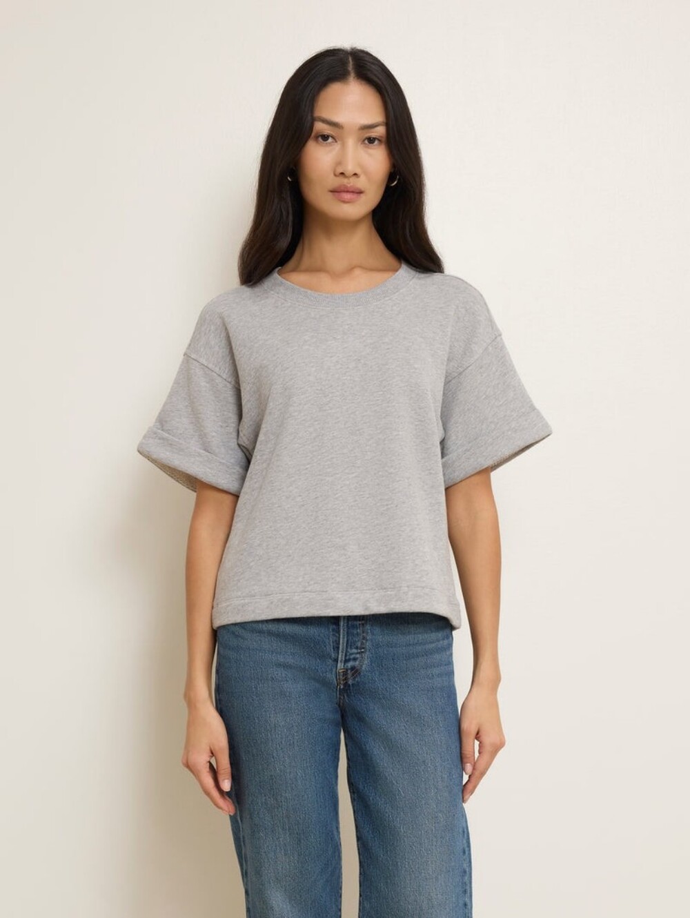 NATION LTD bane sweatshirt tee in heather grey Size Small